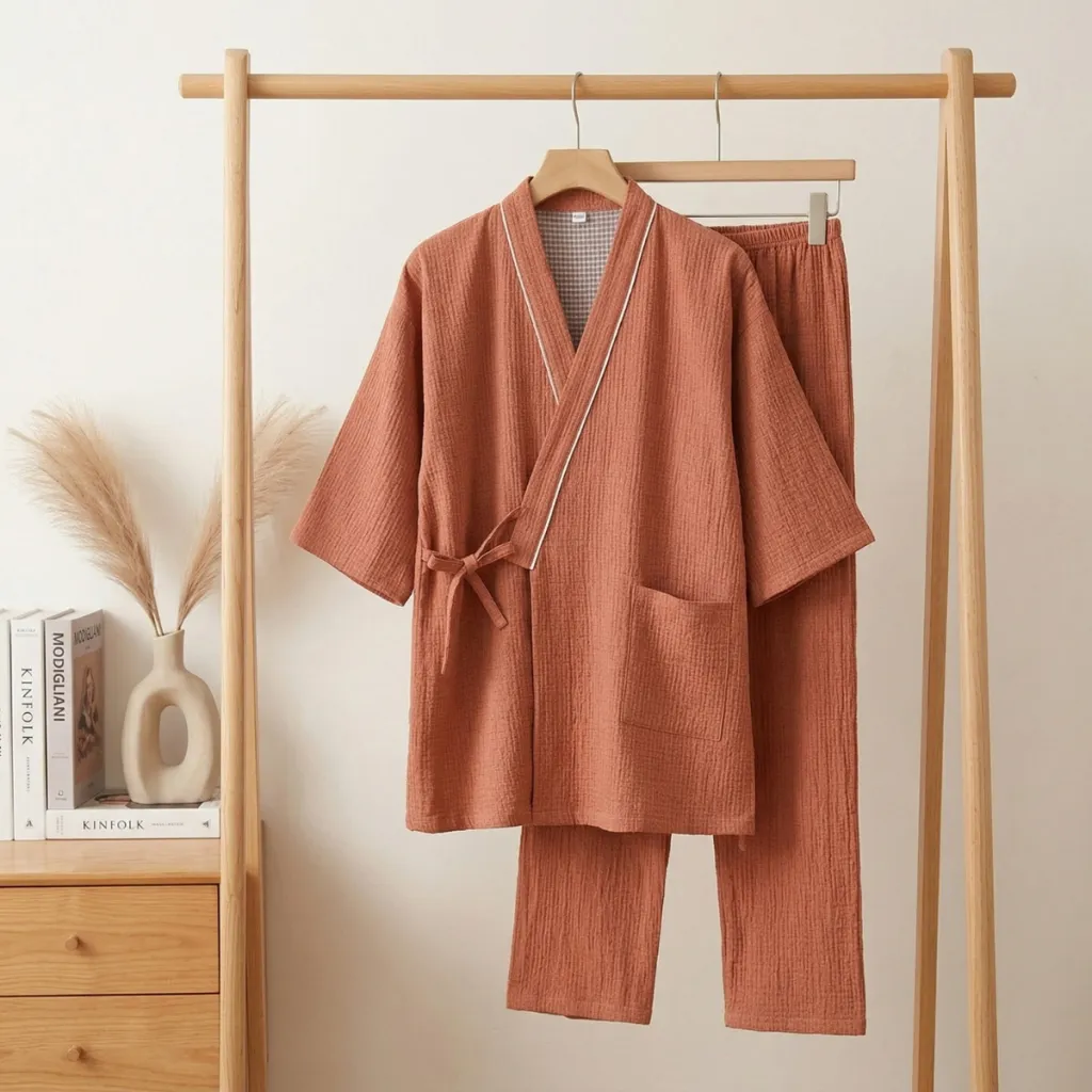 Women's Terracotta Cotton Jinbei — flexible, beautiful styling
