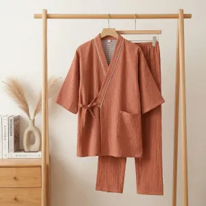 Women's Terracotta Cotton Jinbei — view 4