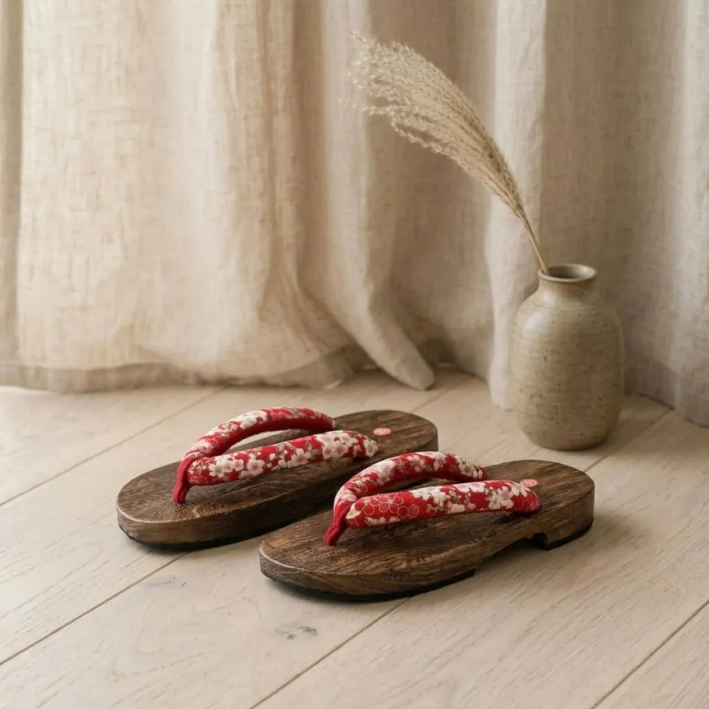 Women's Traditional Floral Fabric Geta Sandals — where minimalism meets durability
