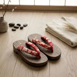 Women's Traditional Floral Fabric Geta Sandals — view 4