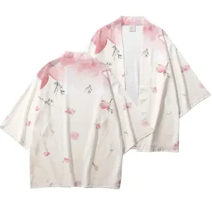 Women's White Sakura-Print Haori Jacket — view 4
