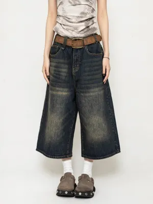Black Washed Denim Skort — view 2