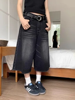 Black Washed Denim Skort — view 3
