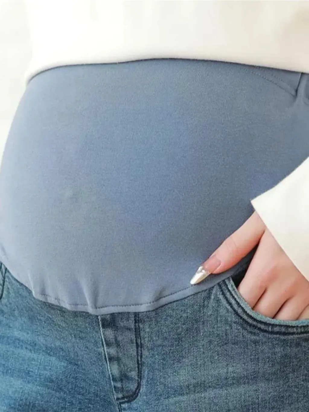 Blue Cargo-Style Maternity Jeans with Utility Pockets — endless ways to style it