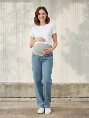 Blue Straight-Leg Maternity Jeans — view 1