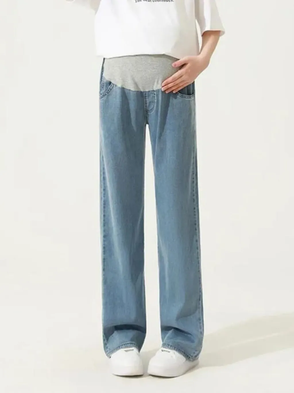 Blue Straight-Leg Maternity Jeans — a pair designed to be worn everywhere