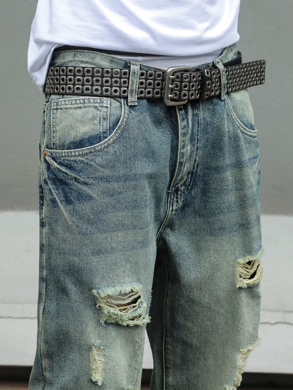 Blue Washed Distressed Baggy Jeans in Sturdy Denim — a pair designed to be worn everywhere