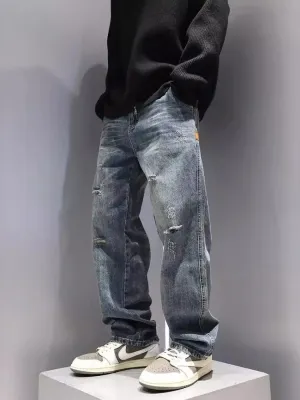Blue Worn-Effect Skater Jeans — view 3