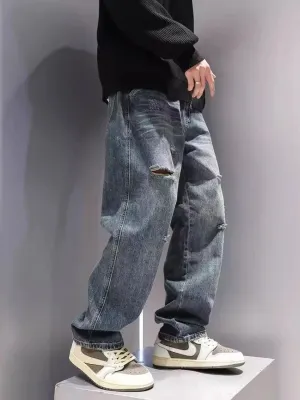 Blue Worn-Effect Skater Jeans — view 5