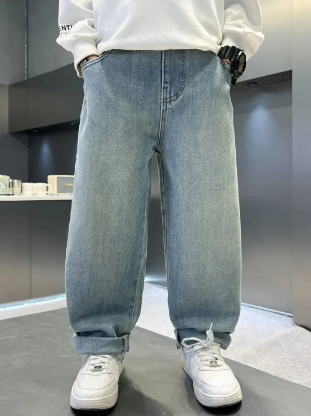 Boys' Blue Baggy Jeans with Embroidered Character — quality denim, made to last