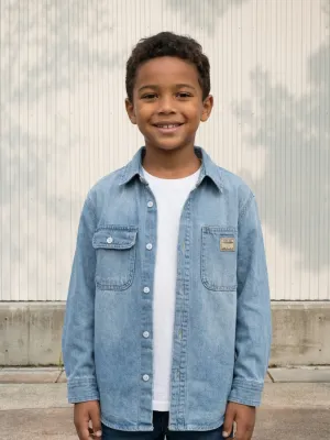 Boys' Blue Denim Overshirt Jacket — view 1