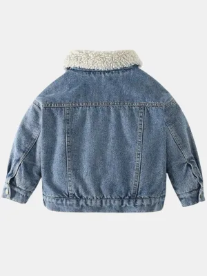 Boys' Denim Jacket with Faux Shearling Lining — view 3
