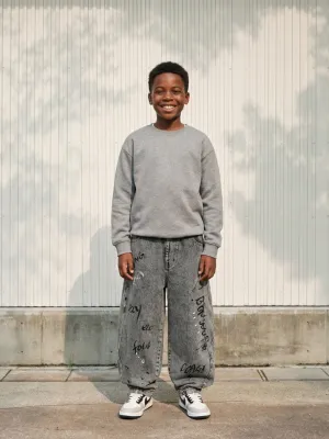 Boys' Grey Baggy Jeans with Graffiti Print — view 1