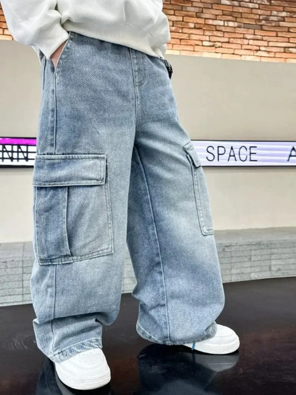 Boys' Light Blue Baggy Jeans with Cargo Pockets — a pair designed to be worn everywhere