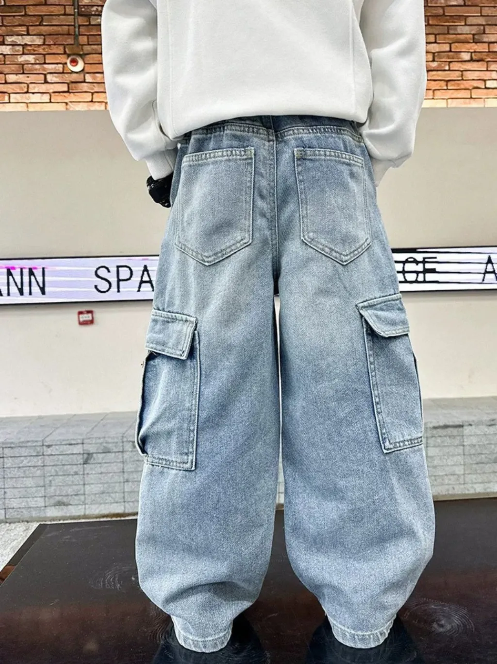 Boys' Light Blue Baggy Jeans with Cargo Pockets — quality denim, made to last
