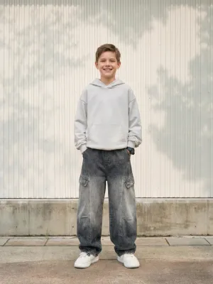 Boys' Baggy Jeans with Ombré Grey Washed Effect — view 1