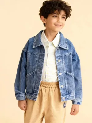 Boys' Oversized Denim Jacket with Back Buttons — view 5