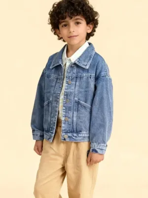 Boys' Oversized Denim Jacket with Back Buttons — view 6