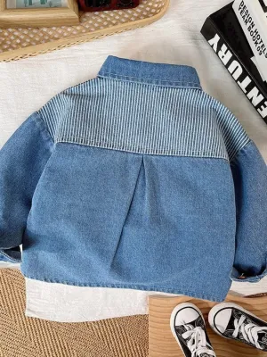 Boys' Striped Denim Overshirt Jacket — view 5