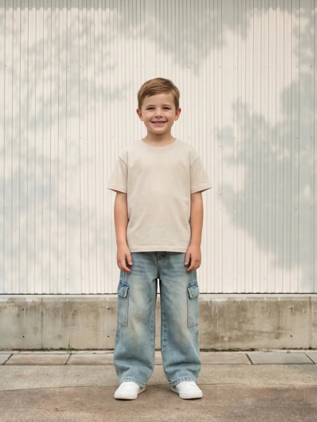 Boys' Baggy Jeans with Vintage Washed Effect