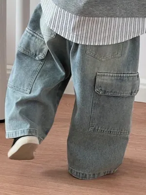 Boys' Baggy Jeans with Vintage Washed Effect — view 4