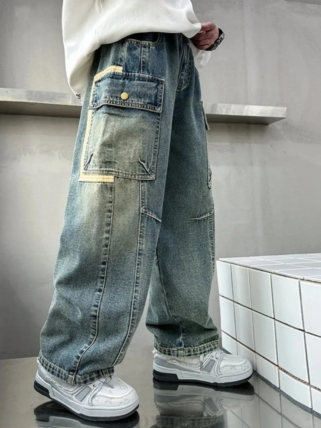 Boys' Washed Baggy Jeans with Cargo Pockets — quality denim, made to last
