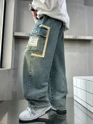 Boys' Washed Baggy Jeans with Cargo Pockets — view 5