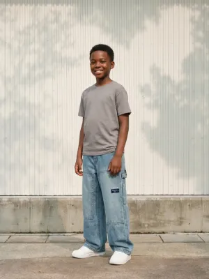 Boys' Washed Blue Baggy Jeans — view 1