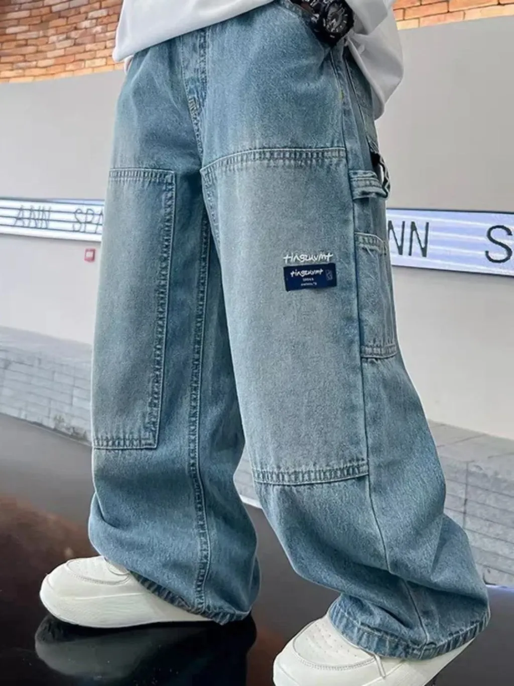 Boys' Washed Blue Baggy Jeans — a pair designed to be worn everywhere