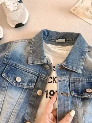 Boys' Washed Denim Jacket with Distressed Effect — view 4