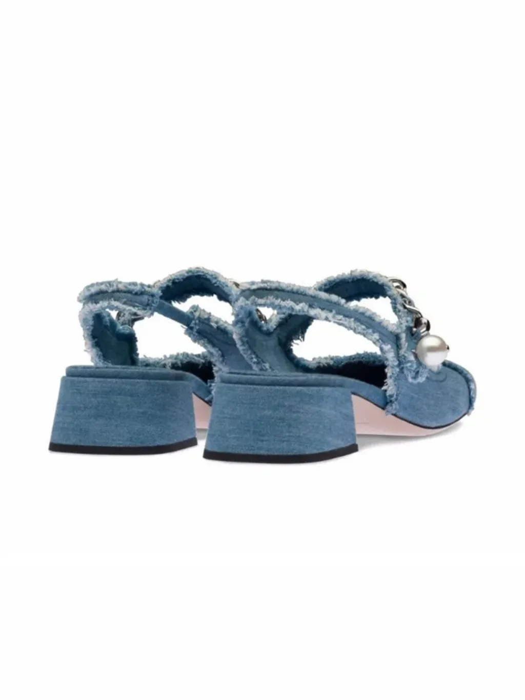 Denim Heeled Mary Janes with Beaded Strap — endless ways to style it
