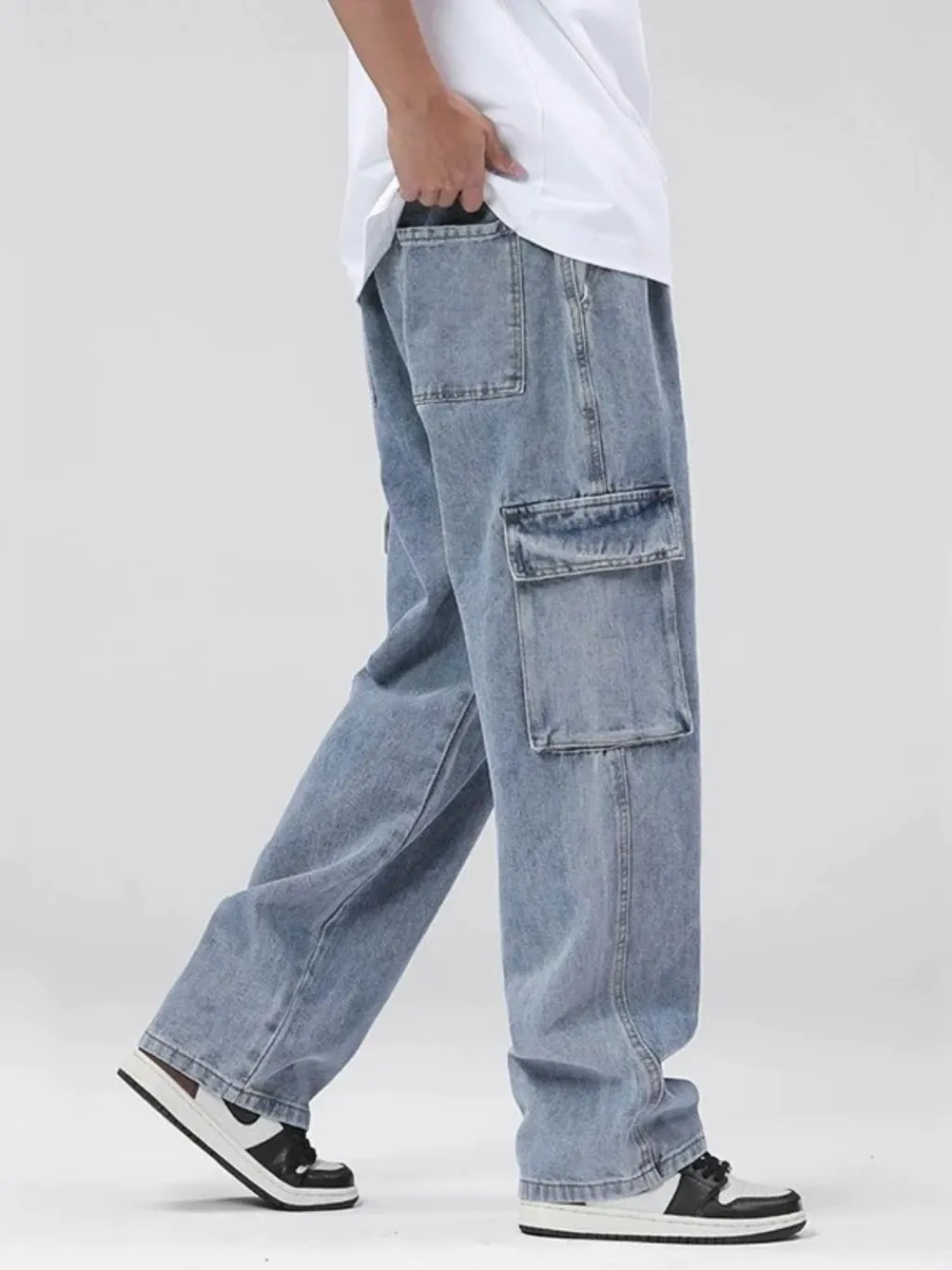 Elastic Waist Loose-Fit Cargo Jeans — a pair designed to be worn everywhere