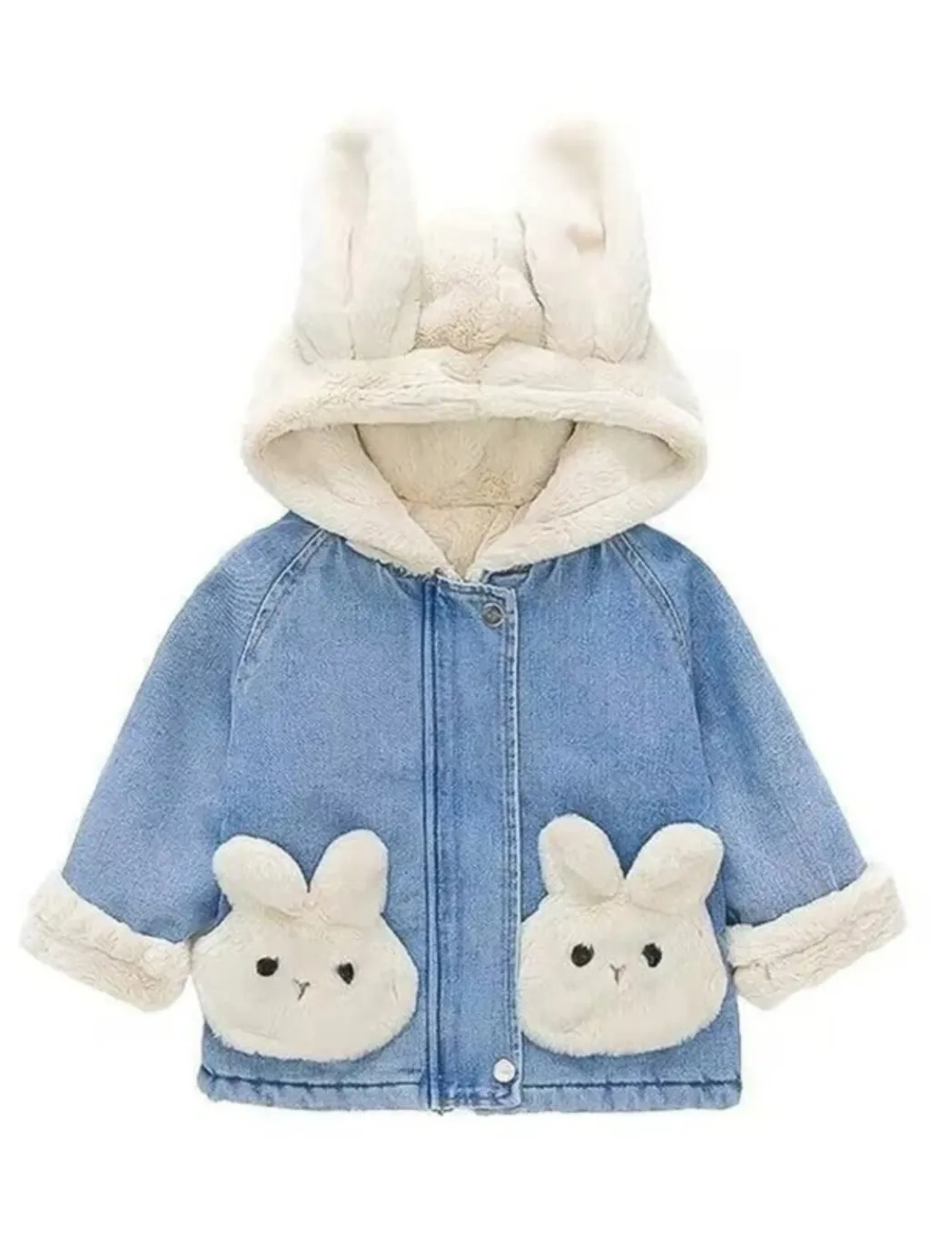 Girls' Blue Denim Jacket with Bunny Ear Hood — a pair designed to be worn everywhere