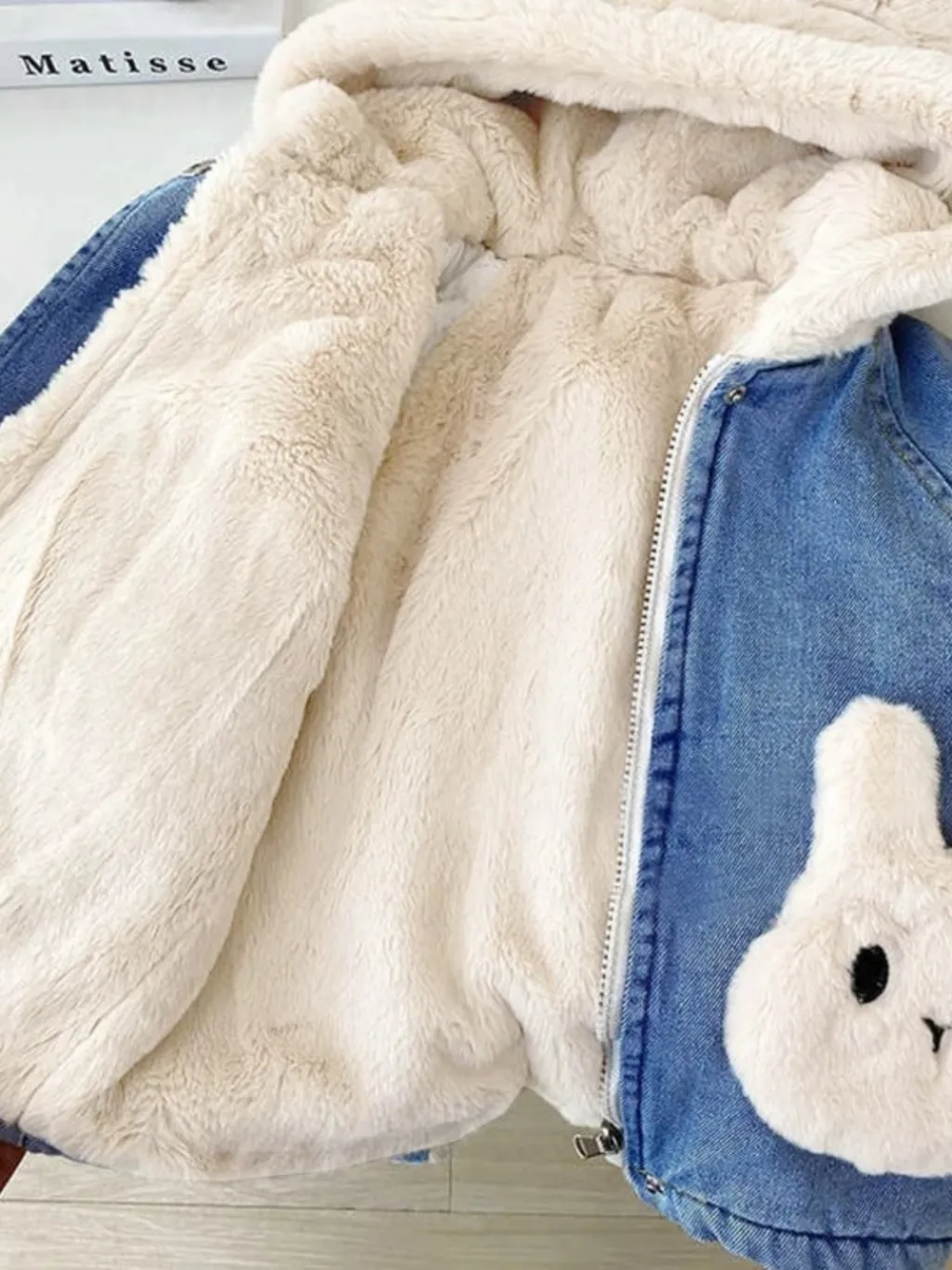 Girls' Blue Denim Jacket with Bunny Ear Hood — quality denim, made to last