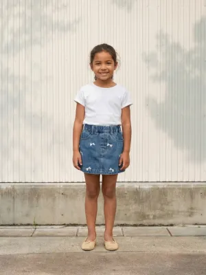 Girls' Denim Skort with Bow Embroidery — view 1