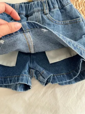 Girls' Denim Skort with Bow Embroidery — view 3