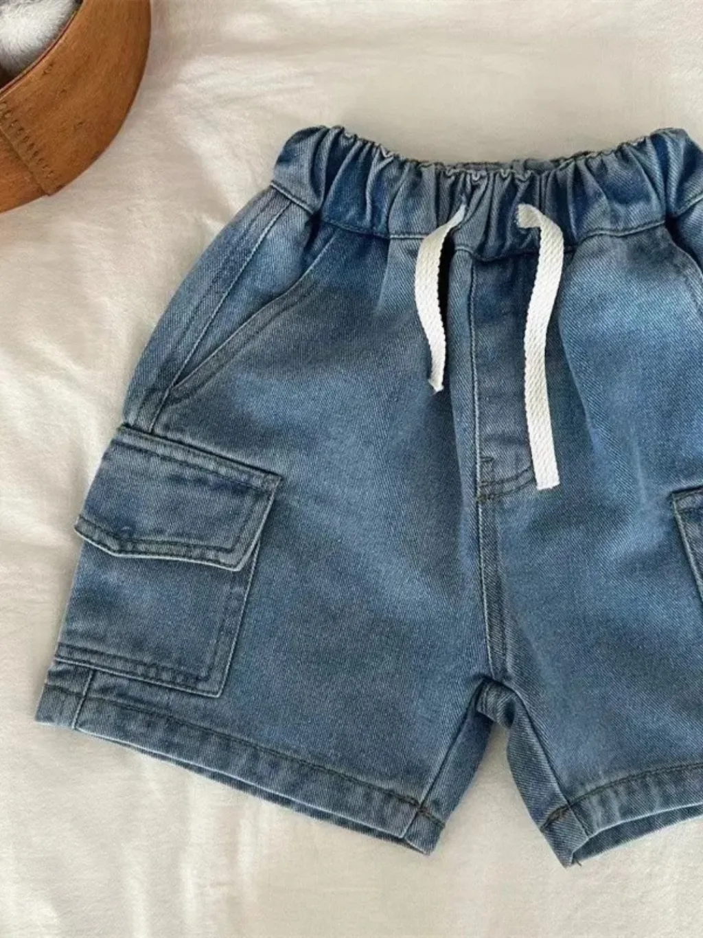 Girls' Denim Bermuda Shorts with Cargo Pockets and Drawstring — quality denim, made to last