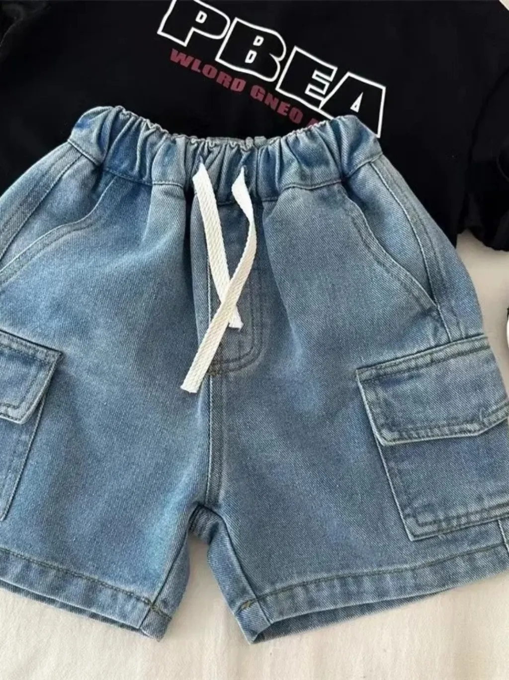 Girls' Denim Bermuda Shorts with Cargo Pockets and Drawstring — endless ways to style it