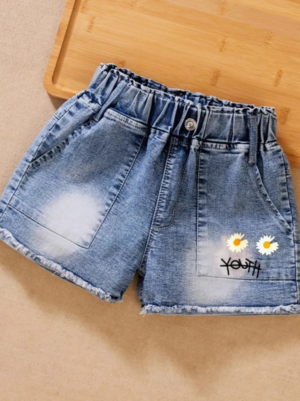 Girls' Denim Shorts with Daisy Embroidery — a pair designed to be worn everywhere