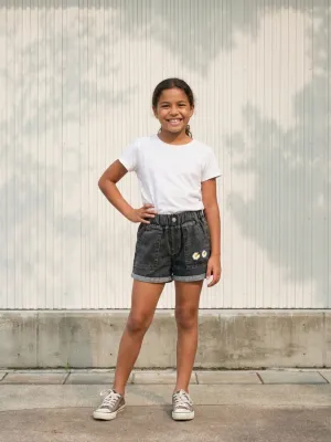 Girls' Denim Shorts with Daisy Embroidery — view 6
