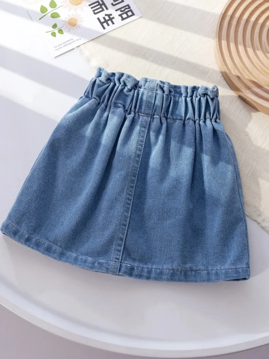 Girls' Denim Skirt with Elasticated Waist and Flower Buttons — endless ways to style it