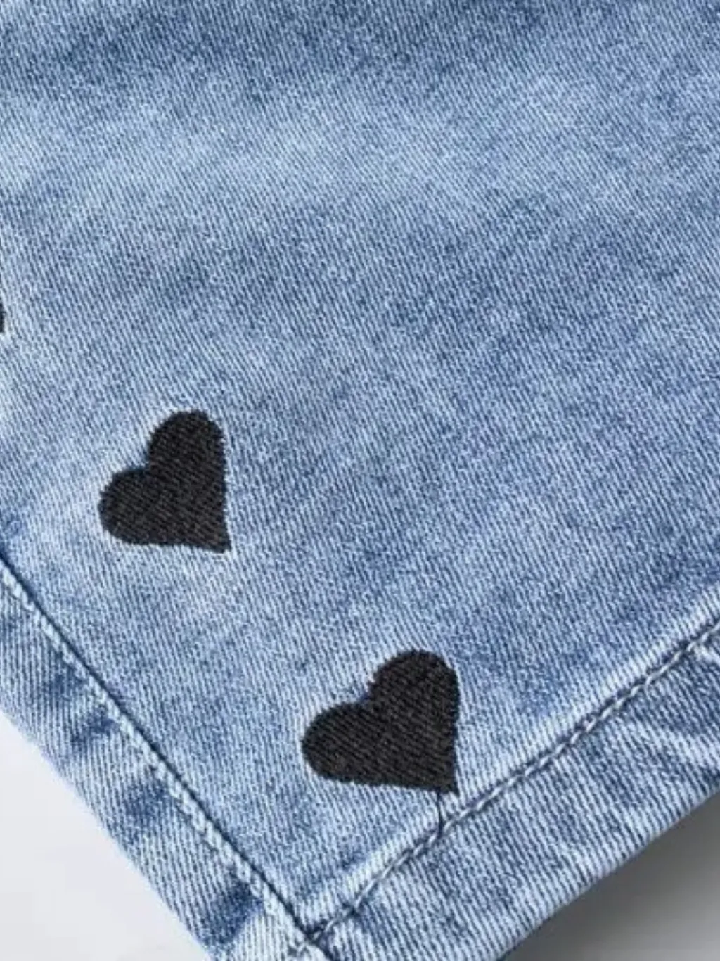 Girls' Denim Shorts with Elasticated Waist and Heart Print — a pair designed to be worn everywhere