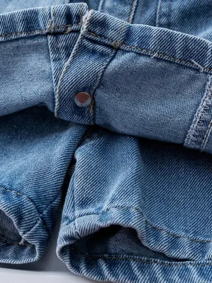 Girls' Denim Skort with Colourful Buttons — view 3