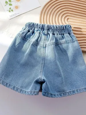 Girls' Denim Skort with Colourful Buttons — view 5