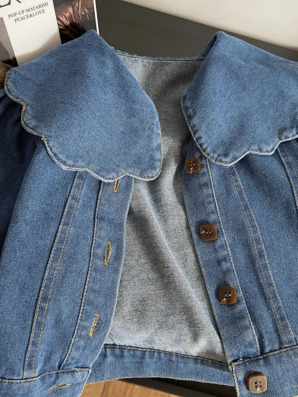 Girls' Oversized Denim Jacket with Sailor Collar — quality denim, made to last