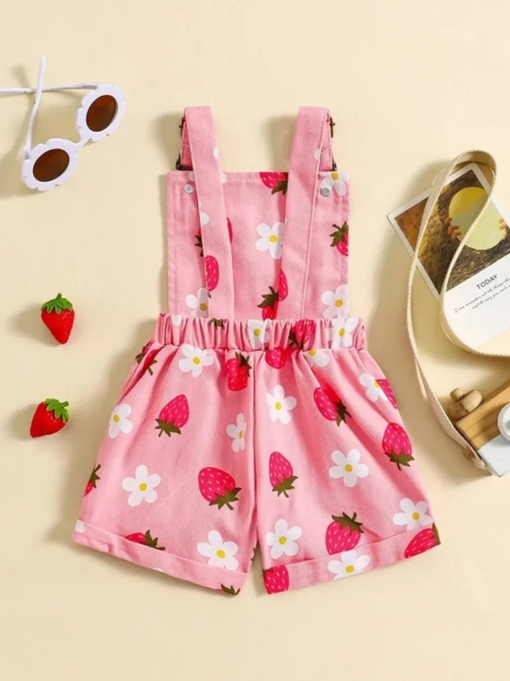 Girls' Denim Dungaree Shorts in Pastel Summer Prints — endless ways to style it