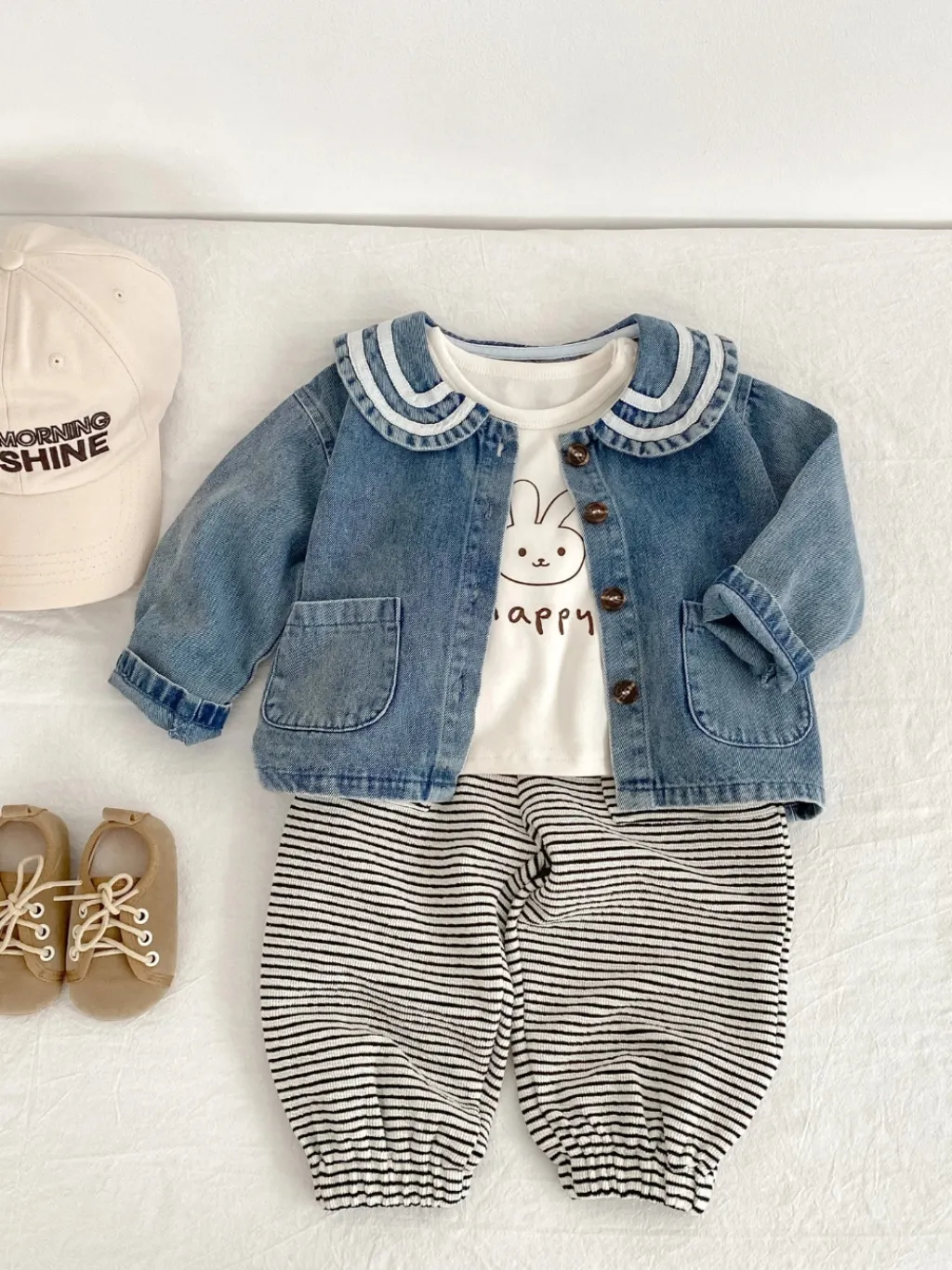 Girls' Denim Jacket with Contrast Peter Pan Collar — endless ways to style it