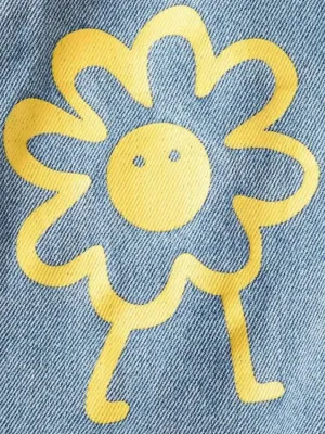 Girls' Denim Dungarees with Playful Motif — view 6