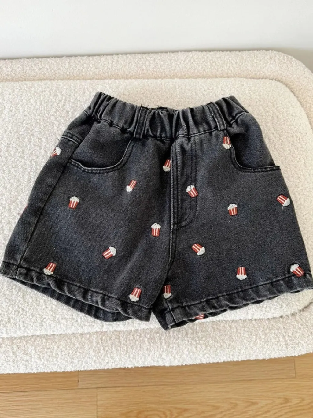 Girls' Denim Shorts with Popcorn Embroidery — endless ways to style it