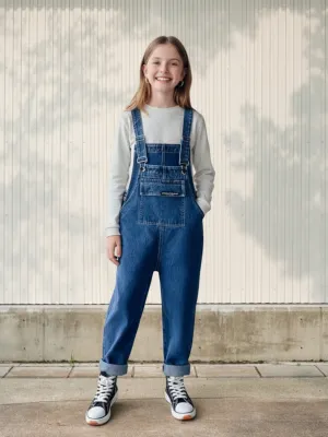 Girls' Raw Blue Denim Dungarees — view 1